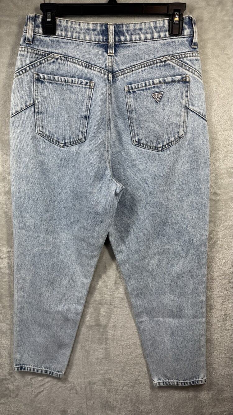 Guess Jeans Womens Sz 29 Blue Ankle Denim Zipper Logo 100% Cotton